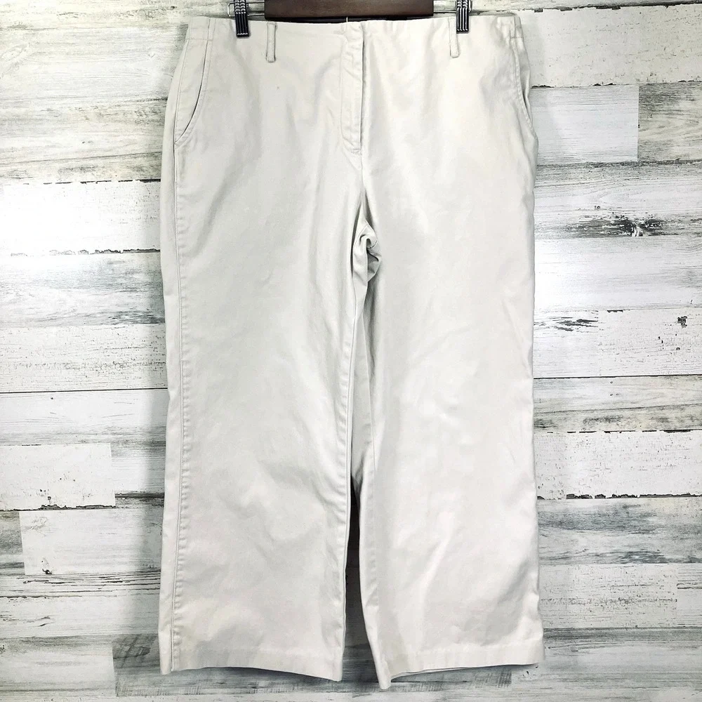 Tommy Hilfiger Womens‎ Light Tan Y2K Vintage 100% Cotton Wide Leg Pants Size 14